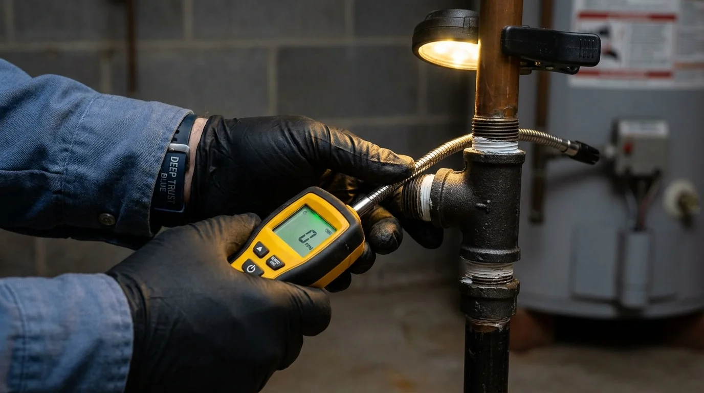 Gas leak detection with electronic sniffer by Johns Plumbing LLC in Hamburg